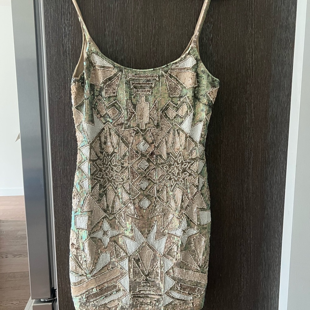 NWT Needle & Thread Metallic Geometric Mini Dress